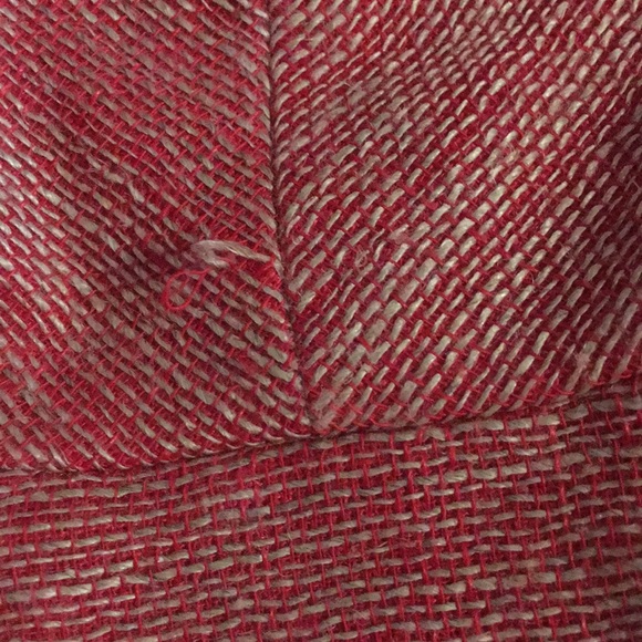 Emil Rutenberg Designer Linen Mix Rough Weave Red & Beige Stud Collar Jacket - Picture 16 of 16